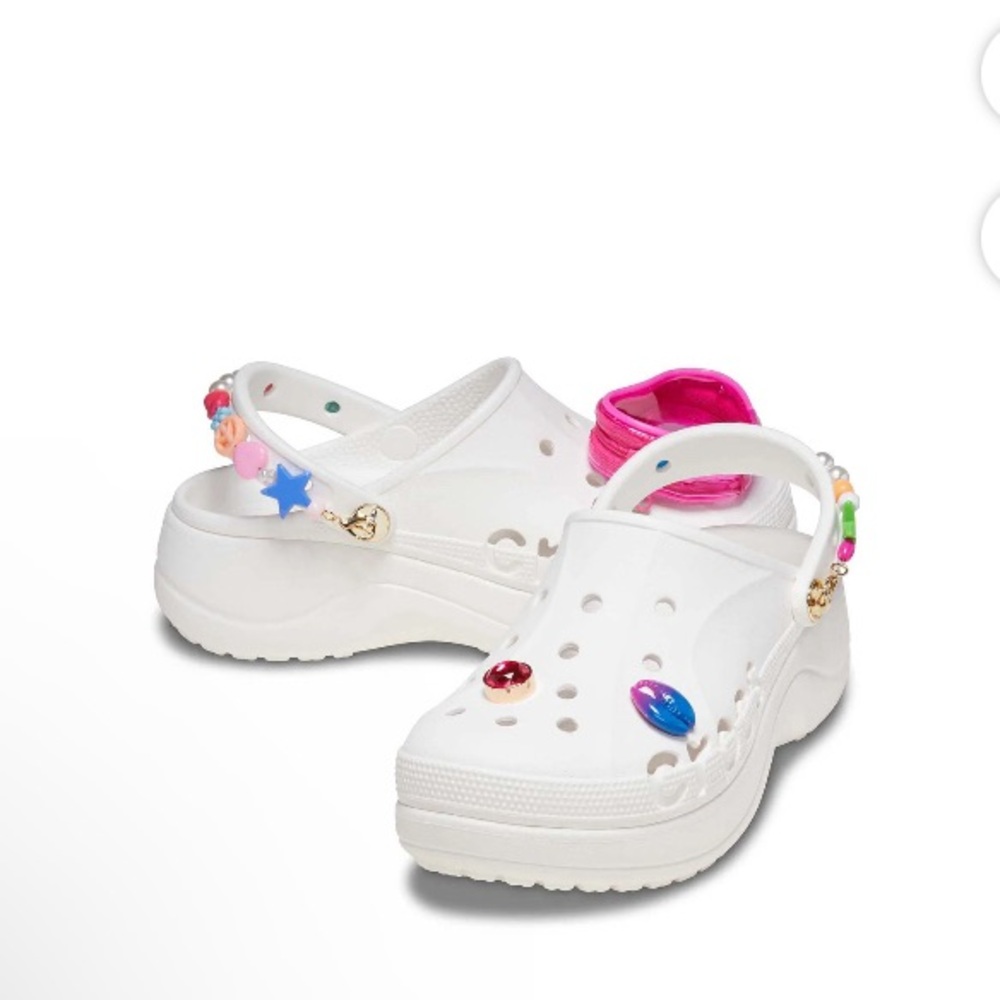 CROCS Kids White Sandals with Colorful Charms